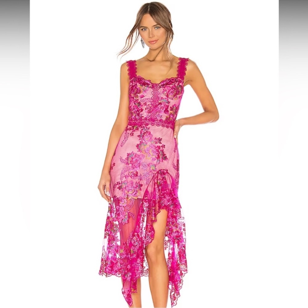 Bronx and Banco Eva Midi Dress in Fuchsia - Small